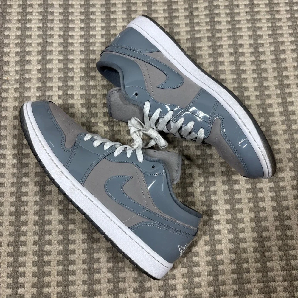 Jordan 1 Low Cool Grey Patent Leather Mens Sneakers HF3148-011 Size 11.5